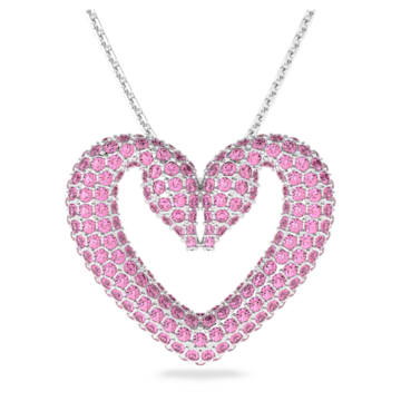 스와로브스키 Swarovski Una pendant, Pave, Heart, Large, Pink, Rhodium plated