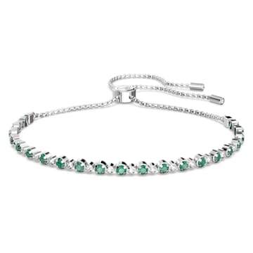 스와로브스키 Swarovski Subtle bracelet, Round cut, Green, Rhodium plated