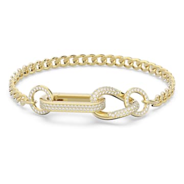 스와로브스키 팔찌 Swarovski Dextera bracelet, Pave, Mixed links, White, Gold-tone plated