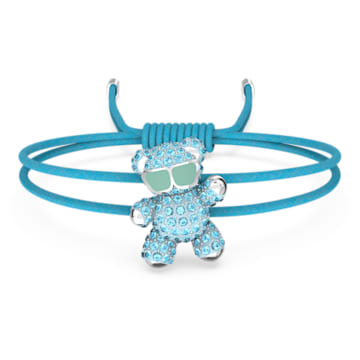 스와로브스키 Swarovski Teddy bracelet, Bear, Blue, Rhodium plated