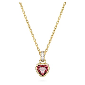 스와로브스키 Swarovski Stilla pendant, Heart, Red, Gold-tone plated