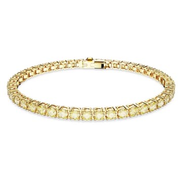 스와로브스키 팔찌 Swarovski Matrix Tennis bracelet, Round cut, Small, Yellow, Gold-tone plated