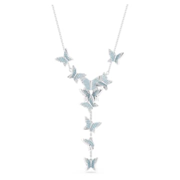 스와로브스키 목걸이 Swarovski Lilia Y necklace, Butterfly, Blue, Rhodium plated