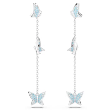 스와로브스키 귀걸이 Swarovski Lilia drop earrings, Butterfly, Blue, Rhodium plated
