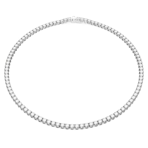 Nominaal voetstappen Tegenstander Matrix Tennis necklace, Round cut, Small, White, Rhodium plated | Swarovski