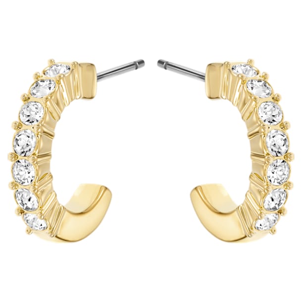 Mini Hoop pierced earrings, White, Gold-tone plated - Swarovski, 5022451