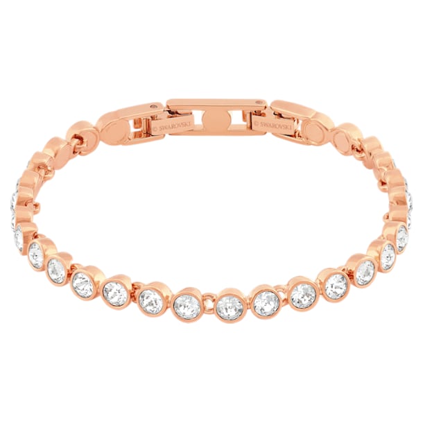 Tennis Bracelet, White, Rose-gold tone plated - Swarovski, 5039938