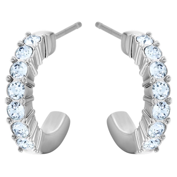 Mini Hoop pierced earrings, Blue, Rhodium plated - Swarovski, 5073036