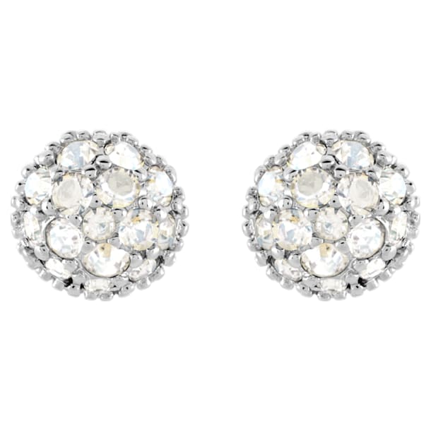 Euphoria pierced earrings, White, Rhodium plated - Swarovski, 5073039