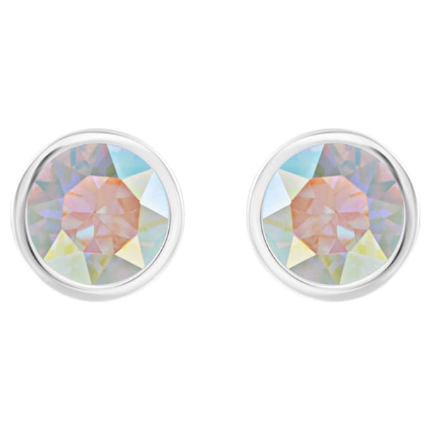 Solitaire stud earrings, Multicoloured, Rhodium plated - Swarovski, 5101343