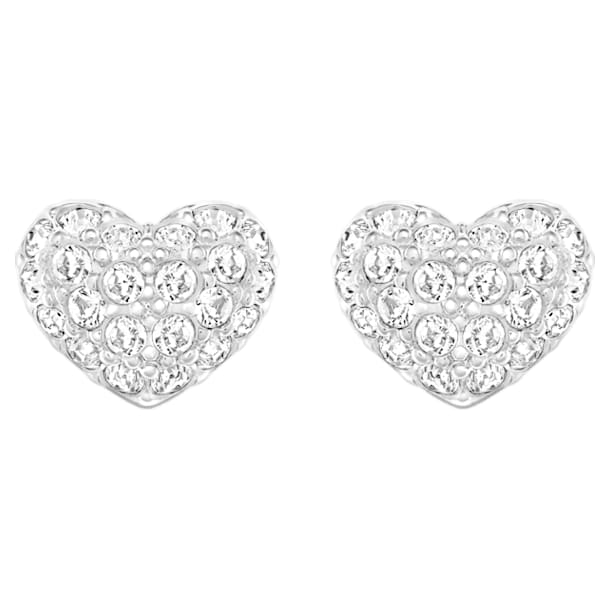 Σκουλαρίκια με καραφάκι Heart, Καρδιά, Λευκά, Επιμετάλλωση ροδίου - Swarovski, 5109990