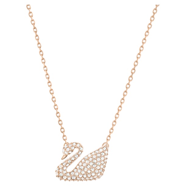 Swan 项链, 天鹅, 白色, 镀玫瑰金色调 - Swarovski, 5121597