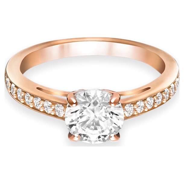 Δαχτυλίδι Attract, Οτρογγυλή κοπή, Pavé, Λευκό, Επιμετάλλωση σε ροζ χρυσαφί τόνο - Swarovski, 5184217