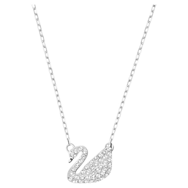 Swan Pavé pendant, Swan, White, Rhodium plated - Swarovski, 5187404