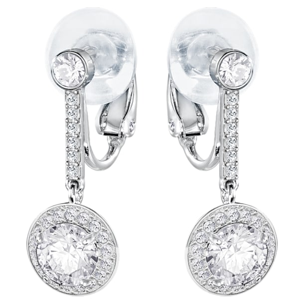 Attract Clip Earrings, White, Rhodium plated - Swarovski, 5213594