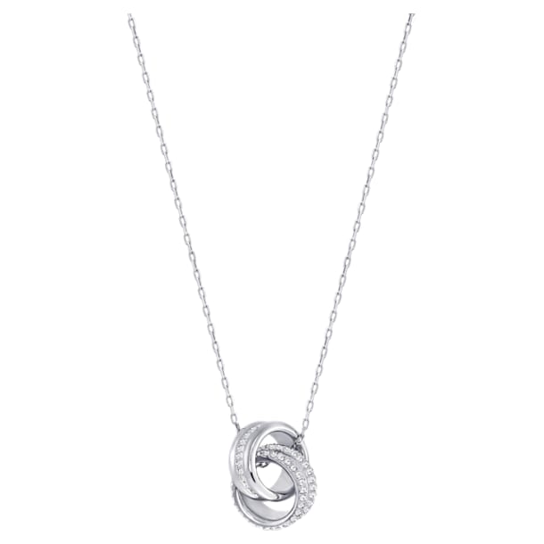 Further pendant, Pavé, Intertwined circles, White, Rhodium plated - Swarovski, 5240524