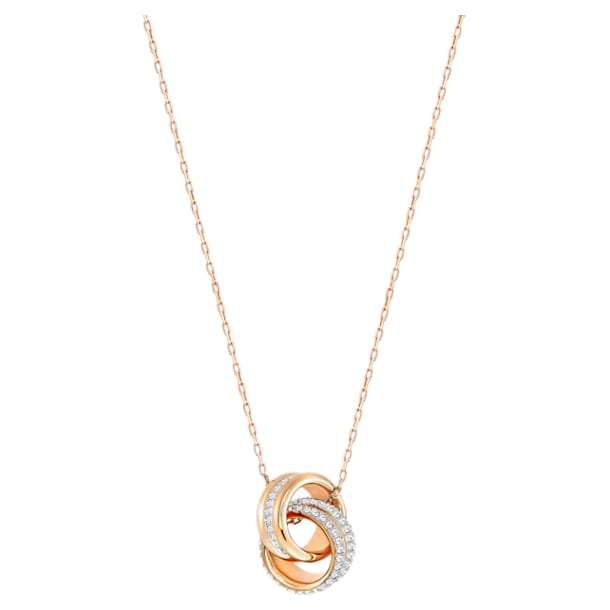 스와로브스키 펜던트 목걸이 Swarovski Further pendant, Pave, Intertwined circles, White, Rose-gold tone plated