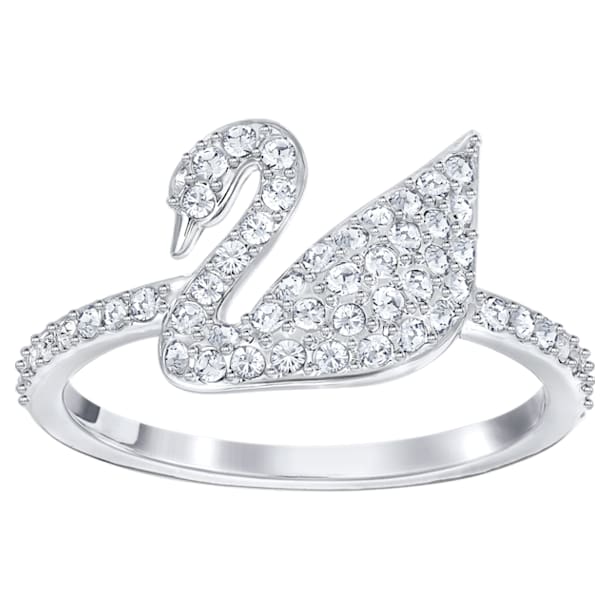 Swarovski Iconic Swan ring, White, Rhodium plated - Swarovski, 5250743
