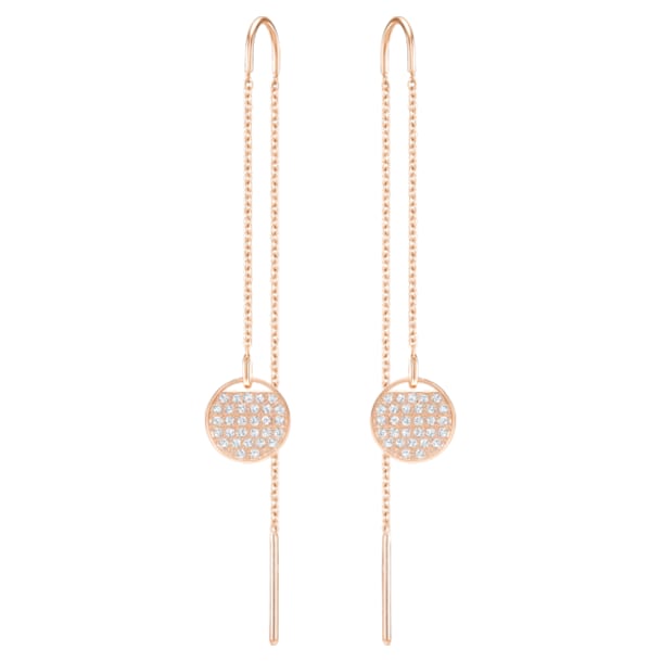 Τρυπητά σκουλαρίκια Ginger Chain, Λευκό, Επιμετάλλωση σε ροζ χρυσαφί τόνο - Swarovski, 5253285