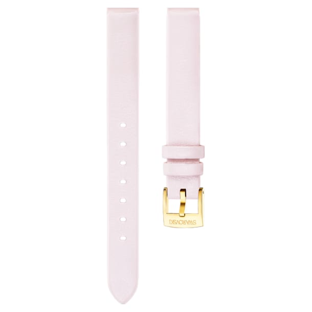 12mm Watch strap, Leather, Pink, Gold-tone plated - Swarovski, 5263241