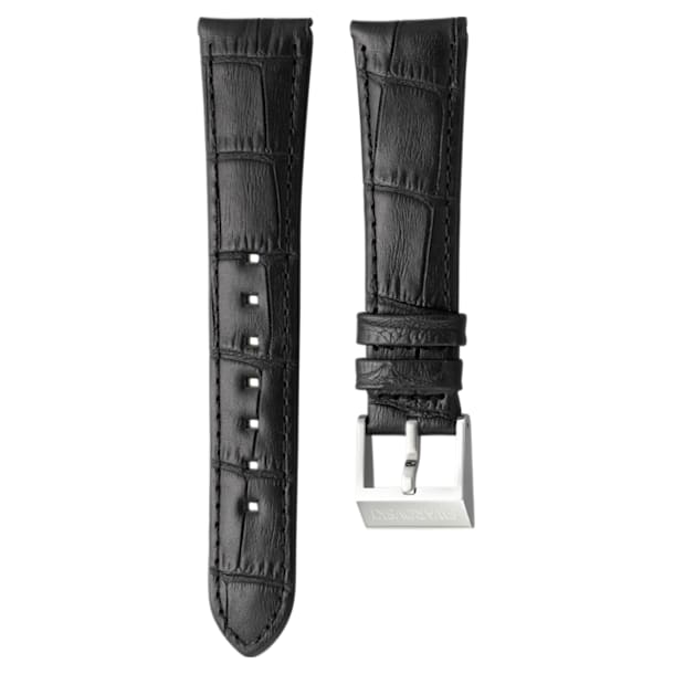 Bracelet de montre 14mm, cuir avec coutures, marron foncé, acier inoxydable - Swarovski, 5263533