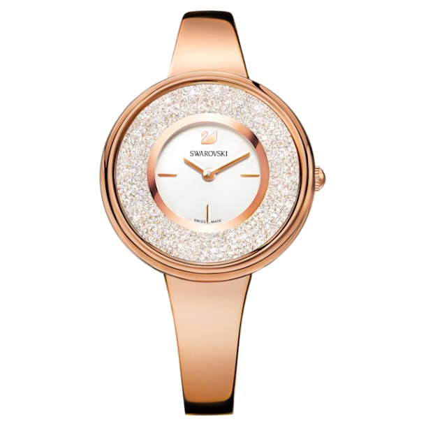 Hodinky Crystalline Pure Watch, Kovový náramek, Bílá, Povrchová úprava v růžovozlatém odstínu - Swarovski, 5269250