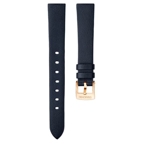 14mm Watch strap, Leather, Black, Rose-gold tone plated - Swarovski, 5301922