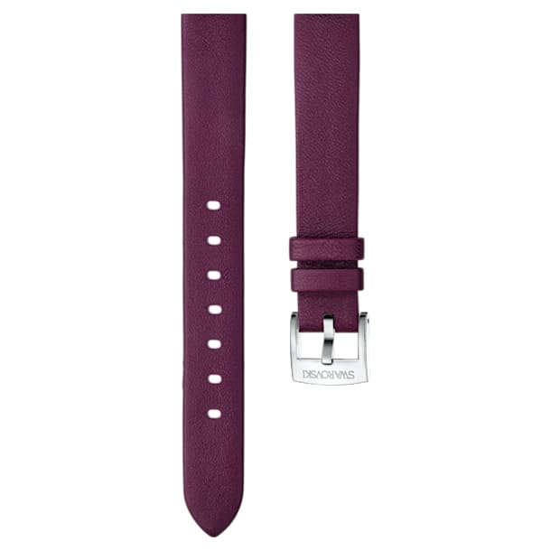 14mm Watch strap, Leather, Dark red, Stainless Steel - Swarovski, 5301923