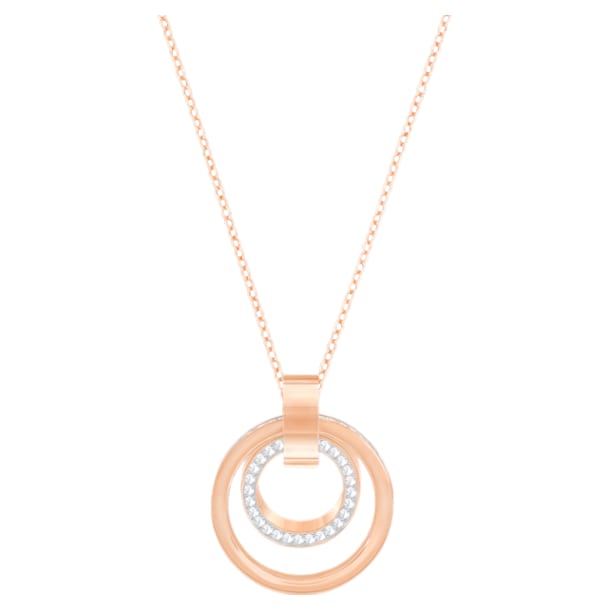 Hollow pendant, Circular, Medium, White, Rose gold-tone plated - Swarovski, 5349418