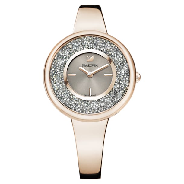 Crystalline Pure watch, Metal bracelet, Gray, Champagne gold-tone finish - Swarovski, 5376077
