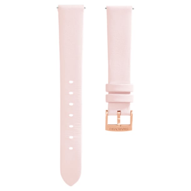 14mm Watch strap, Leather, Pink, Rose-gold tone plated - Swarovski, 5384098
