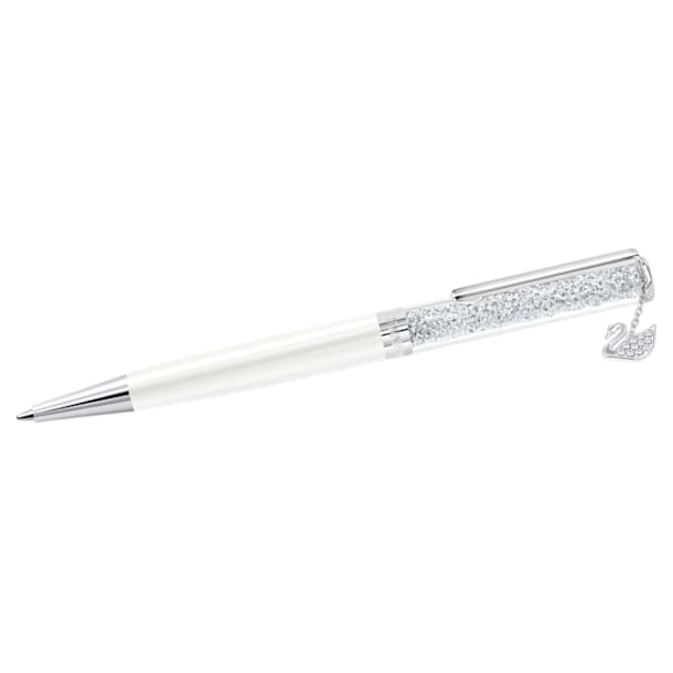 Crystalline ballpoint pen, Swan, White, Chrome plated - Swarovski, 5408273