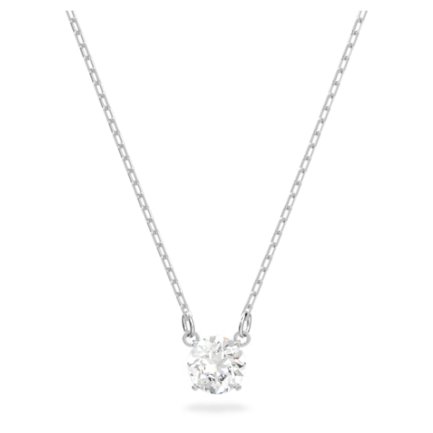 Attract necklace, Round, White, Rhodium plated - Swarovski, 5408442
