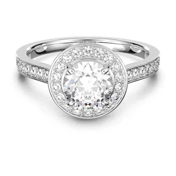 Angelic 戒指, 圆形切割, 白色, 镀铑 - Swarovski, 5409187