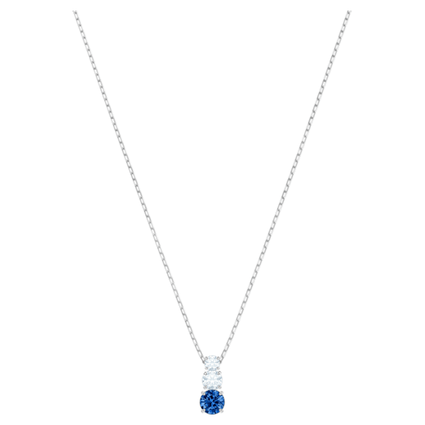 Attract Trilogy pendant, Round, Blue, Rhodium plated - Swarovski, 5416156