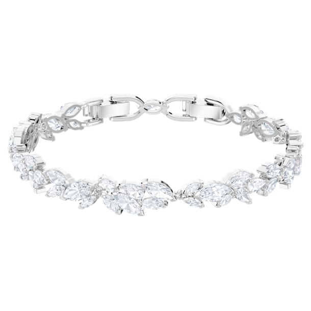 Louison bracelet, Leaf, White, Rhodium plated - Swarovski, 5419244