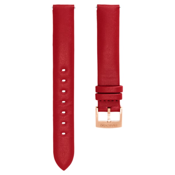 14mm Watch strap, Leather, Red, Rose-gold tone plated - Swarovski, 5426832