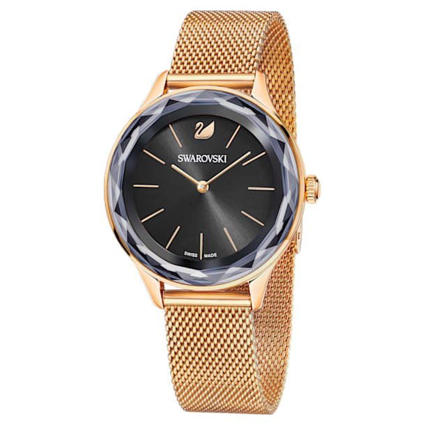 Octea Nova watch, Milanese strap, Black, Rose gold-tone finish - Swarovski, 5430424