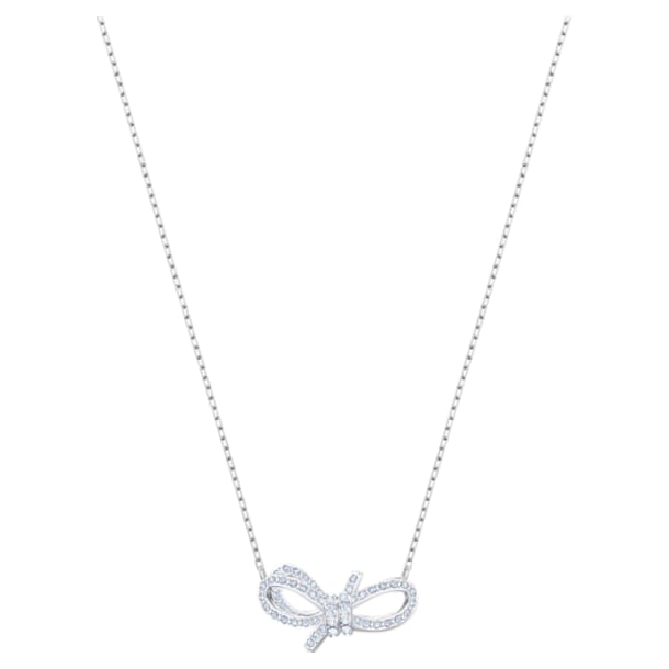 Lifelong necklace, Bow, White, Rhodium plated - Swarovski, 5440643
