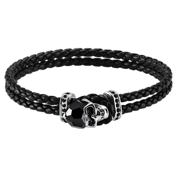 Taddeo Bracelet, Leather, Black, Palladium plated - Swarovski, 5448905