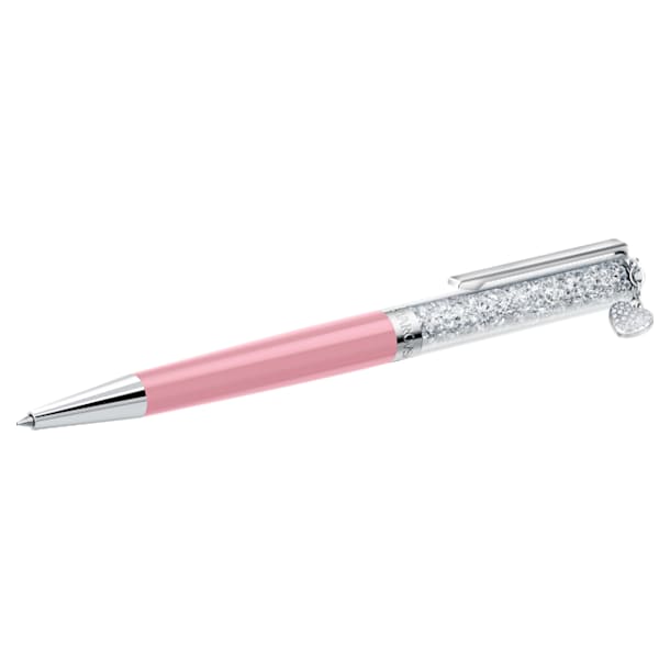 Crystalline ballpoint pen, Heart, Pink, Chrome plated - Swarovski, 5451985