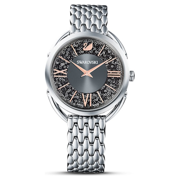 Crystalline Glam watch, Metal bracelet, Grey, Stainless steel - Swarovski, 5452468
