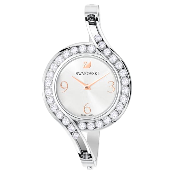 Lovely Crystals bangle watch, Metal bracelet, White, Stainless steel - Swarovski, 5452492