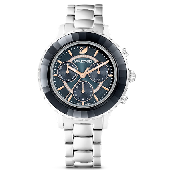 Octea Lux Chrono watch, Metal bracelet, Grey, Stainless steel - Swarovski, 5452504