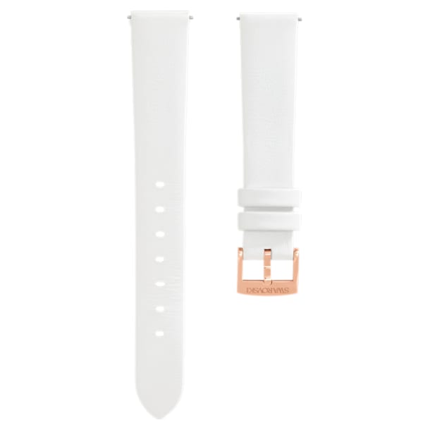 16mm Watch strap, Leather, White, Rose-gold tone plated - Swarovski, 5456249