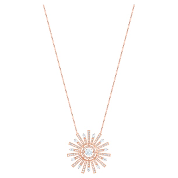 Sunshine Necklace, White, Rose-gold tone plated - Swarovski, 5459593