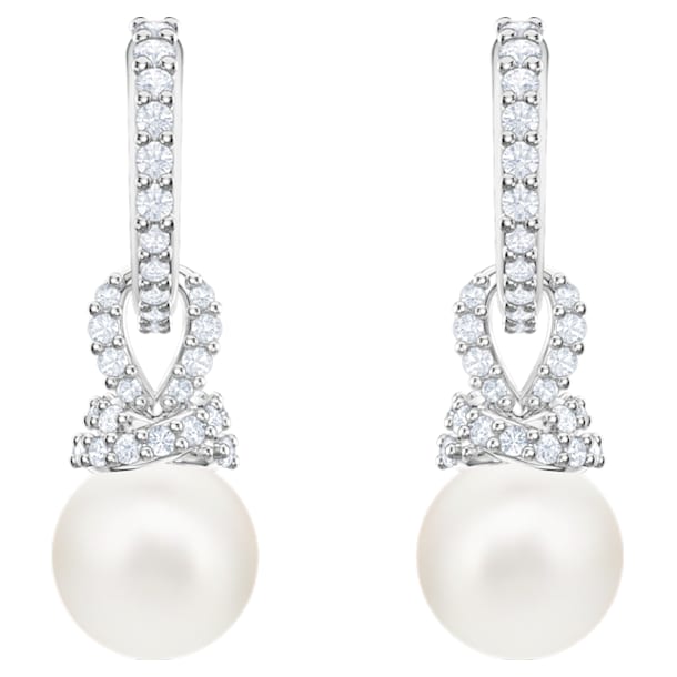 Originally earrings, White, Rhodium plated - Swarovski, 5461080