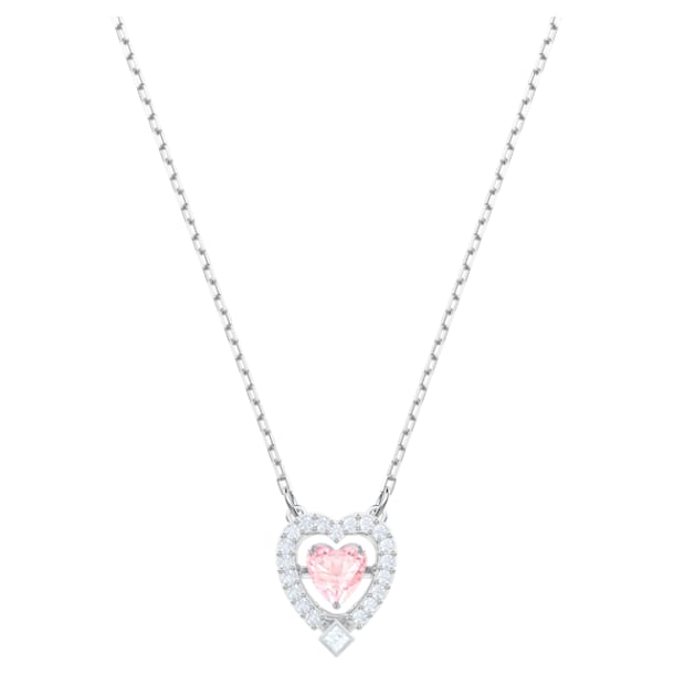 Swarovski Sparkling Dance necklace, Heart, Pink, Rhodium plated - Swarovski, 5465284