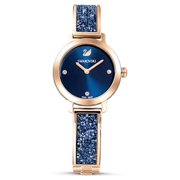Cosmic Rock horloge, Metalen armband, Blauw, Roségoudkleurige afwerking - Swarovski, 5466209