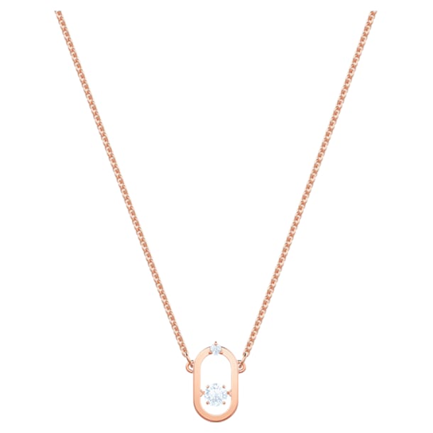 Swarovski Sparkling Dance Oval necklace, Round cut, White, Rose gold-tone plated - Swarovski, 5468084